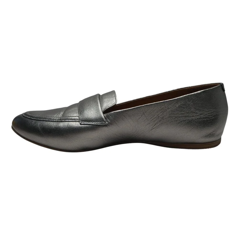 Miz Mooz Ken Pewter‎ Metallic Silver Leather Flats Loafers Womens 41 US 9.5-10